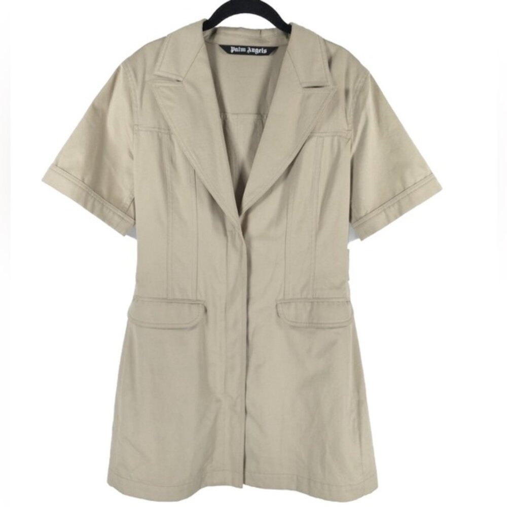 Palm Angels Italy Made Half Zip Snap Closure Belted Coat Mini Dress Size 44